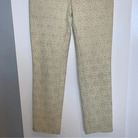 CELINE Women's Pants Gold Metallic Embossed High Waist Straight Leg Trouser 6 - Picture 13 of 16